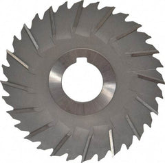 Made in USA - 4" Blade Diam x 1/8" Blade Thickness, 1" Hole, 32 Teeth, High Speed Steel Side Chip Saw - Staggered Tooth, Arbor Connection, Right Hand Cut, Uncoated, with Keyway - Industrial Tool & Supply
