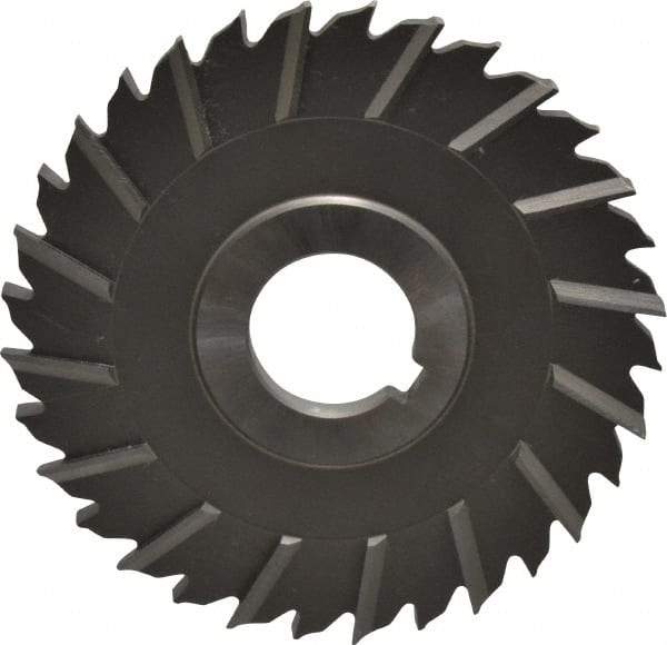 Made in USA - 4" Blade Diam x 1/4" Blade Thickness, 1" Hole, 32 Teeth, High Speed Steel Side Chip Saw - Staggered Tooth, Arbor Connection, Right Hand Cut, Uncoated - Industrial Tool & Supply