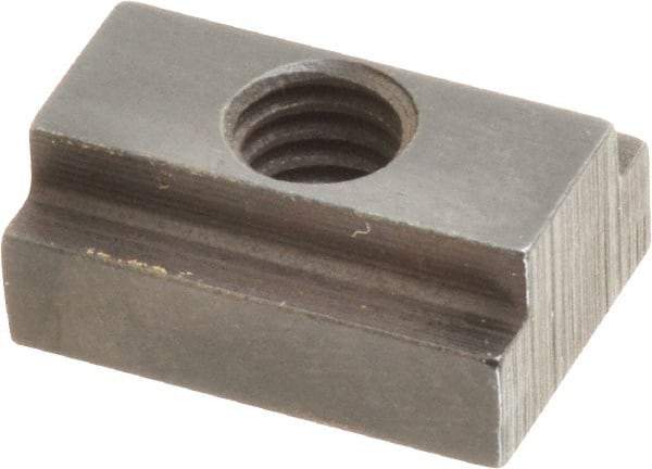 Gibraltar - 5/16-18 Tapped Through T Slot Nut - 3/8" Slot Width, 5/8 x 1/4" Base Width x Height, 7/8 x 3/8" OAL x Height - Industrial Tool & Supply