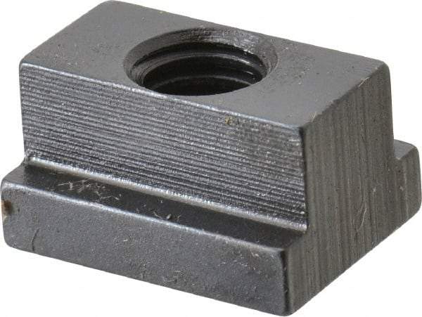 Gibraltar - 3/8-16 Tapped Through T Slot Nut - 7/16" Slot Width, 11/16 x 7/32" Base Width x Height, 7/8 x 1/2" OAL x Height - Industrial Tool & Supply