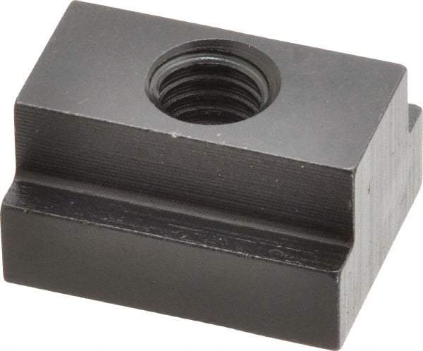 Gibraltar - 3/8-16 Tapped Through T Slot Nut - 9/16" Slot Width, 7/8 x 11/32" Base Width x Height, 1-1/8 x 5/8" OAL x Height - Industrial Tool & Supply