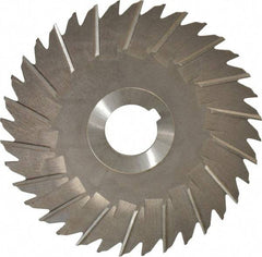 Made in USA - 5" Blade Diam x 1/8" Blade Thickness, 1" Hole, 36 Teeth, High Speed Steel Side Chip Saw - Staggered Tooth, Arbor Connection, Right Hand Cut, Uncoated, with Keyway - Industrial Tool & Supply
