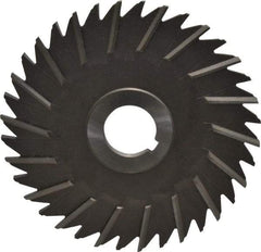 Made in USA - 5" Blade Diam x 3/16" Blade Thickness, 1" Hole, 36 Teeth, High Speed Steel Side Chip Saw - Staggered Tooth, Arbor Connection, Right Hand Cut, Uncoated, with Keyway - Industrial Tool & Supply