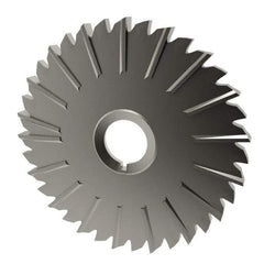 Made in USA - 5" Blade Diam x 1/4" Blade Thickness, 1" Hole, 36 Teeth, High Speed Steel Side Chip Saw - Staggered Tooth, Arbor Connection, Right Hand Cut, Uncoated, with Keyway - Industrial Tool & Supply