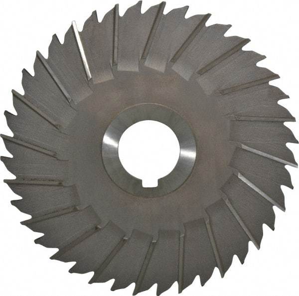 Made in USA - 6" Blade Diam x 5/32" Blade Thickness, 1-1/4" Hole, 40 Teeth, High Speed Steel Side Chip Saw - Staggered Tooth, Arbor Connection, Right Hand Cut, Uncoated, with Keyway - Industrial Tool & Supply