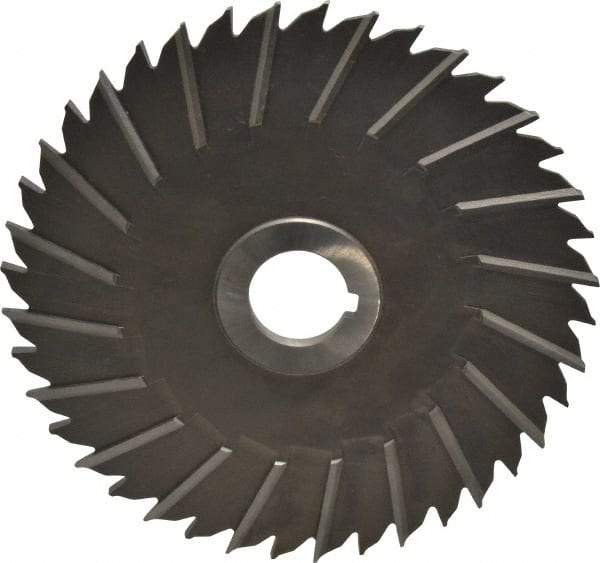 Made in USA - 6" Blade Diam x 3/16" Blade Thickness, 1" Hole, 40 Teeth, High Speed Steel Side Chip Saw - Staggered Tooth, Arbor Connection, Right Hand Cut, Uncoated, with Keyway - Industrial Tool & Supply