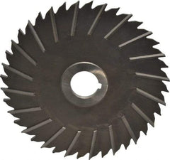 Made in USA - 6" Blade Diam x 3/16" Blade Thickness, 1" Hole, 40 Teeth, High Speed Steel Side Chip Saw - Staggered Tooth, Arbor Connection, Right Hand Cut, Uncoated, with Keyway - Industrial Tool & Supply