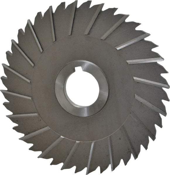Made in USA - 6" Blade Diam x 1/4" Blade Thickness, 1-1/4" Hole, 40 Teeth, High Speed Steel Side Chip Saw - Staggered Tooth, Arbor Connection, Right Hand Cut, Uncoated - Industrial Tool & Supply