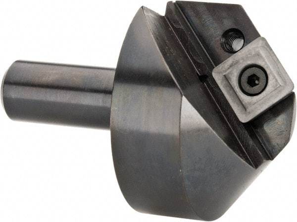 Cutting Tool Technologies - 100° Included Angle, 1.15" Max Cut Diam, 1.15mm Body Diam, 1/2" Shank Diam, 2-3/8" OAL, Indexable Countersink - 1/4" LOC, 1 Square Insert, SPGH 433 Insert Style, Positive Rake, Series PC - Industrial Tool & Supply