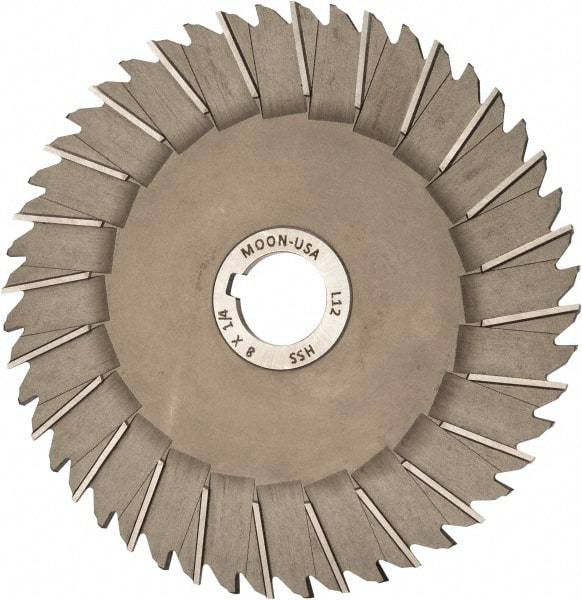 Made in USA - 8" Blade Diam x 1/4" Blade Thickness, 1-1/4" Hole, 48 Teeth, High Speed Steel Side Chip Saw - Staggered Tooth, Arbor Connection, Right Hand Cut, Uncoated, with Keyway - Industrial Tool & Supply
