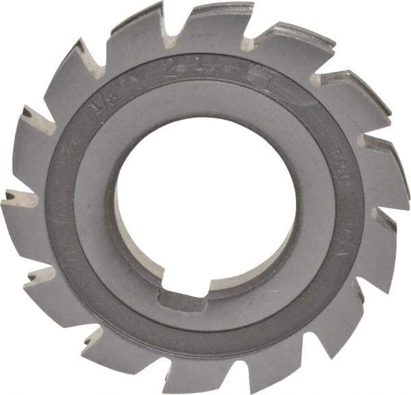 Made in USA - 1/16" Radius, 1/8" Circle Diam, 2-1/4" Diam x 0.26" Wide Cut, High Speed Steel Concave Radius Cutter - 2-1/4" OAL, Arbor Connection, Uncoated, Form Relieved, 10 Teeth - Industrial Tool & Supply
