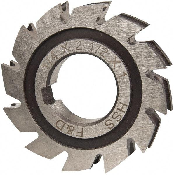 Made in USA - 1/8" Radius, 1/4" Circle Diam, 2-1/2" Diam x 0.445" Wide Cut, High Speed Steel Concave Radius Cutter - 2-1/2" OAL, Arbor Connection, Uncoated, Form Relieved, 10 Teeth - Industrial Tool & Supply