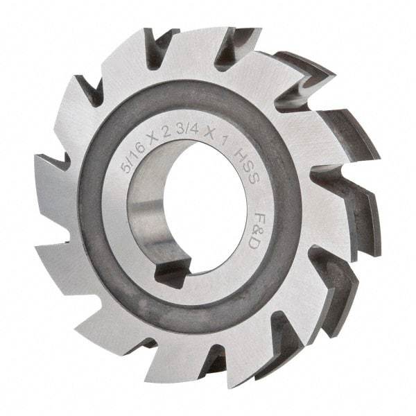 Made in USA - 5/32" Radius, 5/16" Circle Diam, 2-3/4" Diam x 0.572" Wide Cut, High Speed Steel Concave Radius Cutter - 2-3/4" OAL, Arbor Connection, Uncoated, Form Relieved, 10 Teeth - Industrial Tool & Supply