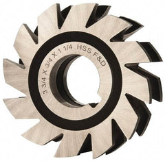 Made in USA - 3/8" Radius, 3/4" Circle Diam, 3-3/4" Diam x 1.197" Wide Cut, High Speed Steel Concave Radius Cutter - 3-3/4" OAL, Arbor Connection, Uncoated, Form Relieved, 10 Teeth - Industrial Tool & Supply