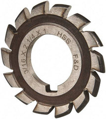 Made in USA - 3/16" Radius, 3/16" Circle Diam, 2-1/4" Cutter Diam, Arbor Connection, Convex Radius Cutter - High Speed Steel, Uncoated, Form Relieved, 14 Teeth - Industrial Tool & Supply