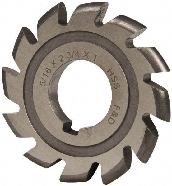 Made in USA - 5/32" Radius, 5/8" Circle Diam, 2-3/4" Cutter Diam, Arbor Connection, Convex Radius Cutter - High Speed Steel, Uncoated, Form Relieved, 12 Teeth - Industrial Tool & Supply