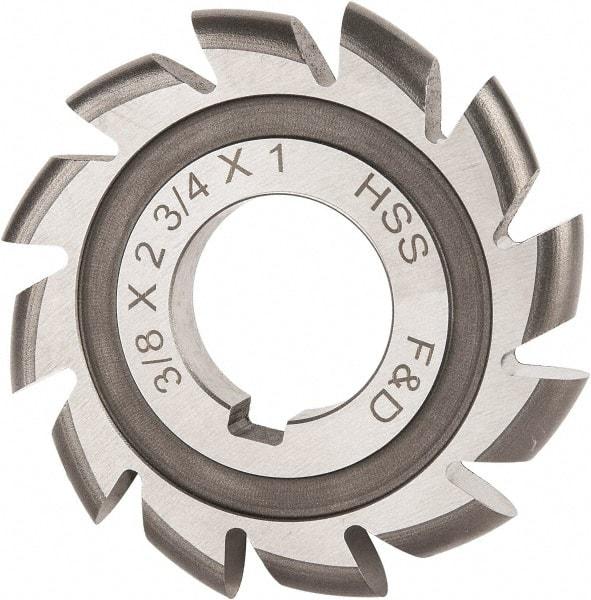 Made in USA - 3/16" Radius, 3/8" Circle Diam, 2-3/4" Cutter Diam, Arbor Connection, Convex Radius Cutter - High Speed Steel, Uncoated, Form Relieved, 12 Teeth - Industrial Tool & Supply