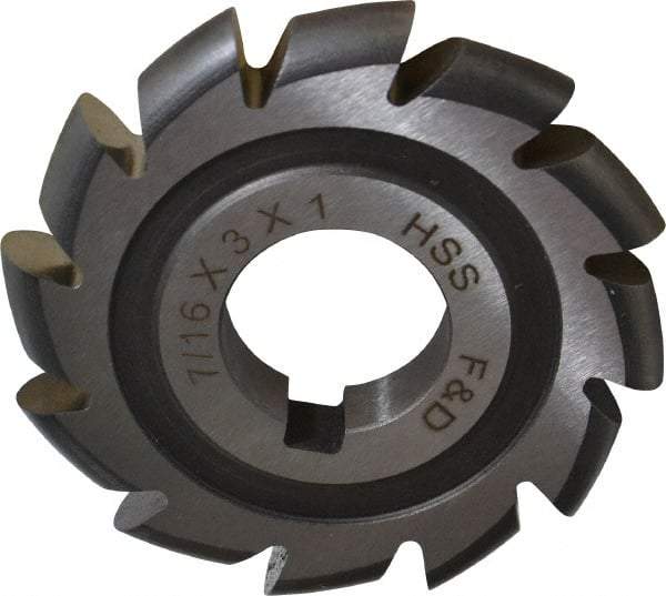 Made in USA - 7/32" Radius, 7/16" Circle Diam, 3" Cutter Diam, Arbor Connection, Convex Radius Cutter - High Speed Steel, Uncoated, Form Relieved, 12 Teeth - Industrial Tool & Supply