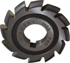 Made in USA - 7/32" Radius, 7/16" Circle Diam, 3" Cutter Diam, Arbor Connection, Convex Radius Cutter - High Speed Steel, Uncoated, Form Relieved, 12 Teeth - Industrial Tool & Supply