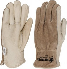 MCR Safety - Size M (8) Split Back/Grain Palm Cowhide General Protection Work Gloves - For Work & Driver, Uncoated, Full Fingered, Cream/Black/Brown, Paired - Industrial Tool & Supply