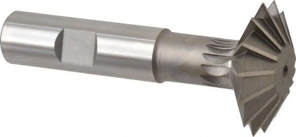 Made in USA - 1-1/2° 1-1/2" Cut Diam, 1/2" Cut Width, 5/8" Shank, High Speed Steel Double-Angle Cutter - Industrial Tool & Supply