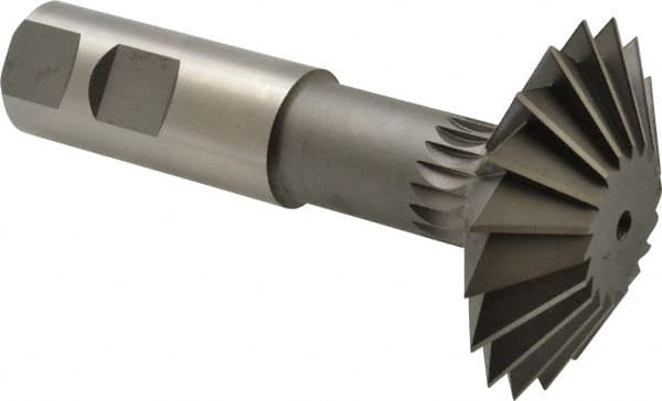 Made in USA - 2-1/4° 2-1/4" Cut Diam, 3/4" Cut Width, 7/8" Shank, High Speed Steel Double-Angle Cutter - Industrial Tool & Supply