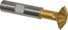 Made in USA - 1° 1" Cut Diam, 5/16" Cut Width, 1/2" Shank, High Speed Steel Double-Angle Cutter - Industrial Tool & Supply