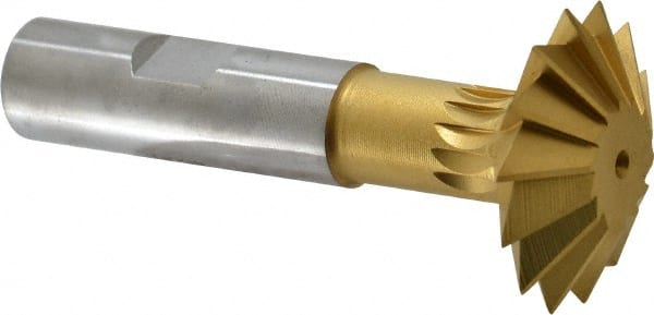 Made in USA - 1-1/2° 1-1/2" Cut Diam, 1/2" Cut Width, 5/8" Shank, High Speed Steel Double-Angle Cutter - Industrial Tool & Supply