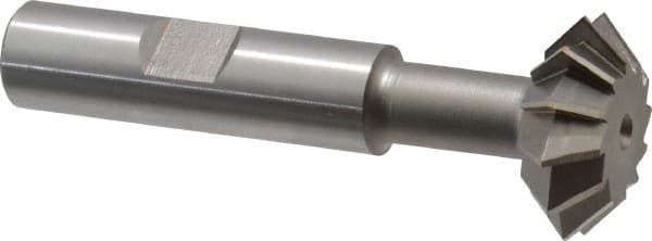 Made in USA - 1° 1" Cut Diam, 3/8" Cut Width, 1/2" Shank, High Speed Steel Double-Angle Cutter - Industrial Tool & Supply
