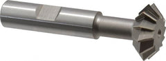 Made in USA - 1° 1" Cut Diam, 3/8" Cut Width, 1/2" Shank, High Speed Steel Double-Angle Cutter - Industrial Tool & Supply