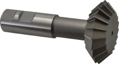 Made in USA - 2-1/4° 2-1/4" Cut Diam, 3/4" Cut Width, 7/8" Shank, High Speed Steel Double-Angle Cutter - Industrial Tool & Supply