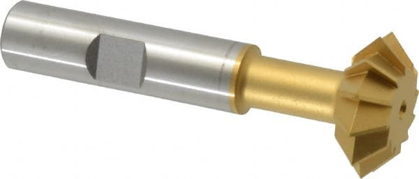 Made in USA - 1° 1" Cut Diam, 3/8" Cut Width, 1/2" Shank, High Speed Steel Double-Angle Cutter - Industrial Tool & Supply