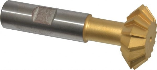 Made in USA - 1-3/8° 1-3/8" Cut Diam, 1/2" Cut Width, 5/8" Shank, High Speed Steel Double-Angle Cutter - Industrial Tool & Supply