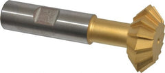 Made in USA - 1-3/8° 1-3/8" Cut Diam, 1/2" Cut Width, 5/8" Shank, High Speed Steel Double-Angle Cutter - Industrial Tool & Supply