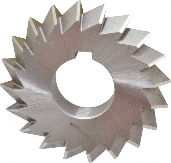 Made in USA - 2-3/4° 2-3/4" Cut Diam, 1/2" Cut Width, 1" Arbor, High Speed Steel Double-Angle Cutter - Industrial Tool & Supply