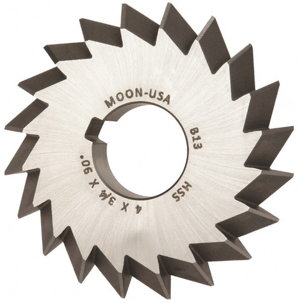 Made in USA - 4° 4" Cut Diam, 3/4" Cut Width, 1-1/4" Arbor, High Speed Steel Double-Angle Cutter - Industrial Tool & Supply