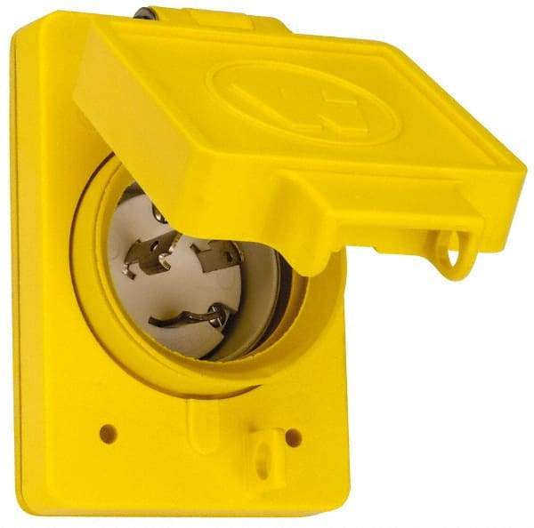 Value Collection - 250 VAC, 20 Amp, L6-20P NEMA, Ungrounded Receptacle - 2 Poles, 3 Wire, Male End, Yellow - Industrial Tool & Supply