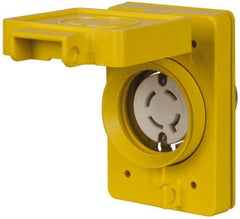 Value Collection - 480 VAC, 20 Amp, L16-20R NEMA, Self Grounding Receptacle - 3 Poles, 3 Wire, Female End, Yellow - Industrial Tool & Supply