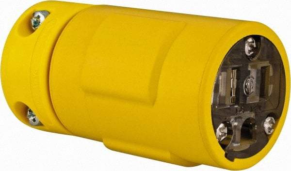 Value Collection - 125 VAC, 15 Amp, 5-15 NEMA, Straight, Ungrounded, Industrial Grade Connector - 2 Pole, 3 Wire, 1 Phase, Rubber, Yellow - Industrial Tool & Supply