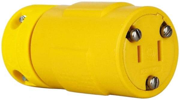 Value Collection - 125 VAC, 15 Amp, 1-15R NEMA, Straight, Ungrounded, Industrial Grade Connector - 2 Pole, 2 Wire, 1 Phase, Rubber, Yellow - Industrial Tool & Supply