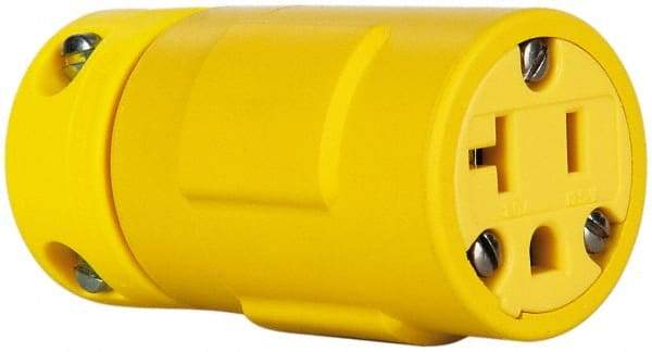 Value Collection - 125 VAC, 20 Amp, 5-20 NEMA, Straight, Ungrounded, Industrial Grade Connector - 2 Pole, 3 Wire, 1 Phase, Rubber, Yellow - Industrial Tool & Supply