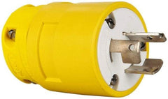 Value Collection - 125/250 VAC, 20 Amp, NonNEMA, Straight, Ungrounded, Industrial Grade Plug - 3 Pole, 3 Wire, 1 Phase, Rubber, Yellow - Industrial Tool & Supply