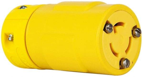 Value Collection - 125 VAC, 15 Amp, L5-15 NEMA, Straight, Ungrounded, Industrial Grade Connector - 2 Pole, 3 Wire, 1 Phase, Rubber, Yellow - Industrial Tool & Supply