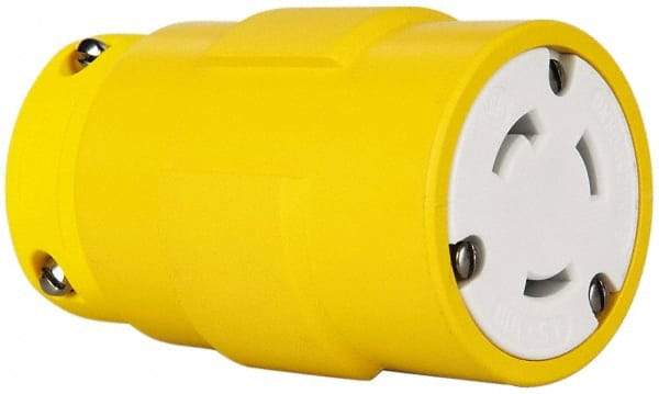 Value Collection - 125 VAC, 30 Amp, L5-30 NEMA, Straight, Ungrounded, Industrial Grade Connector - 2 Pole, 3 Wire, 1 Phase, Rubber, Yellow - Industrial Tool & Supply