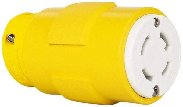 Value Collection - 250 VAC, 30 Amp, L15-30 NEMA, Straight, Ungrounded, Industrial Grade Connector - 3 Pole, 4 Wire, 1 Phase, Rubber, Yellow - Industrial Tool & Supply