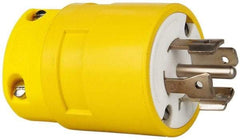 Value Collection - 277/480 VAC, 20 Amp, L22-20 NEMA, Straight, Self Grounding, Industrial Grade Plug - 4 Pole, 5 Wire, 3 Phase, Rubber, Yellow - Industrial Tool & Supply