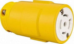 Value Collection - 277/480 VAC, 20 Amp, L22-20 NEMA, Straight, Self Grounding, Industrial Grade Connector - 4 Pole, 5 Wire, 3 Phase, Rubber, Yellow - Industrial Tool & Supply