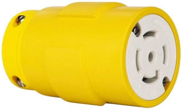 Value Collection - 347/600 VAC, 30 Amp, L23-30 NEMA, Straight, Ungrounded, Industrial Grade Connector - 4 Pole, 5 Wire, 3 Phase, Rubber, Yellow - Industrial Tool & Supply