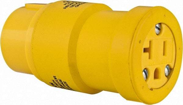 Woodhead Electrical - 1 Outlet, 125 VAC, 20 Amp, Yellow, Single Outlet Adapter - 5-20 NEMA Configuration, CSA Certified, CSA File LR6837, UL File E10176 - Industrial Tool & Supply