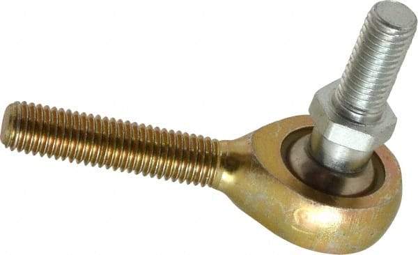 Alinabal - 1/4" ID, 3/4" Max OD, 1,650 Lb Max Static Cap, Spherical Rod End - 1/4-28 RH, 3/8" Shank Diam, 1" Shank Length, Steel with Molded Nyloy Raceway - Industrial Tool & Supply